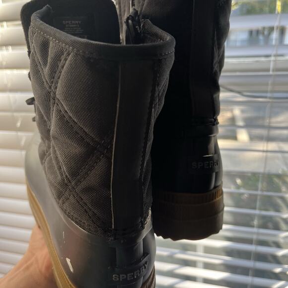 Sperry Saltwater Womens Size 9W Black Waterproof Quilted Duck Boots Shoes - Picture 3 of 16